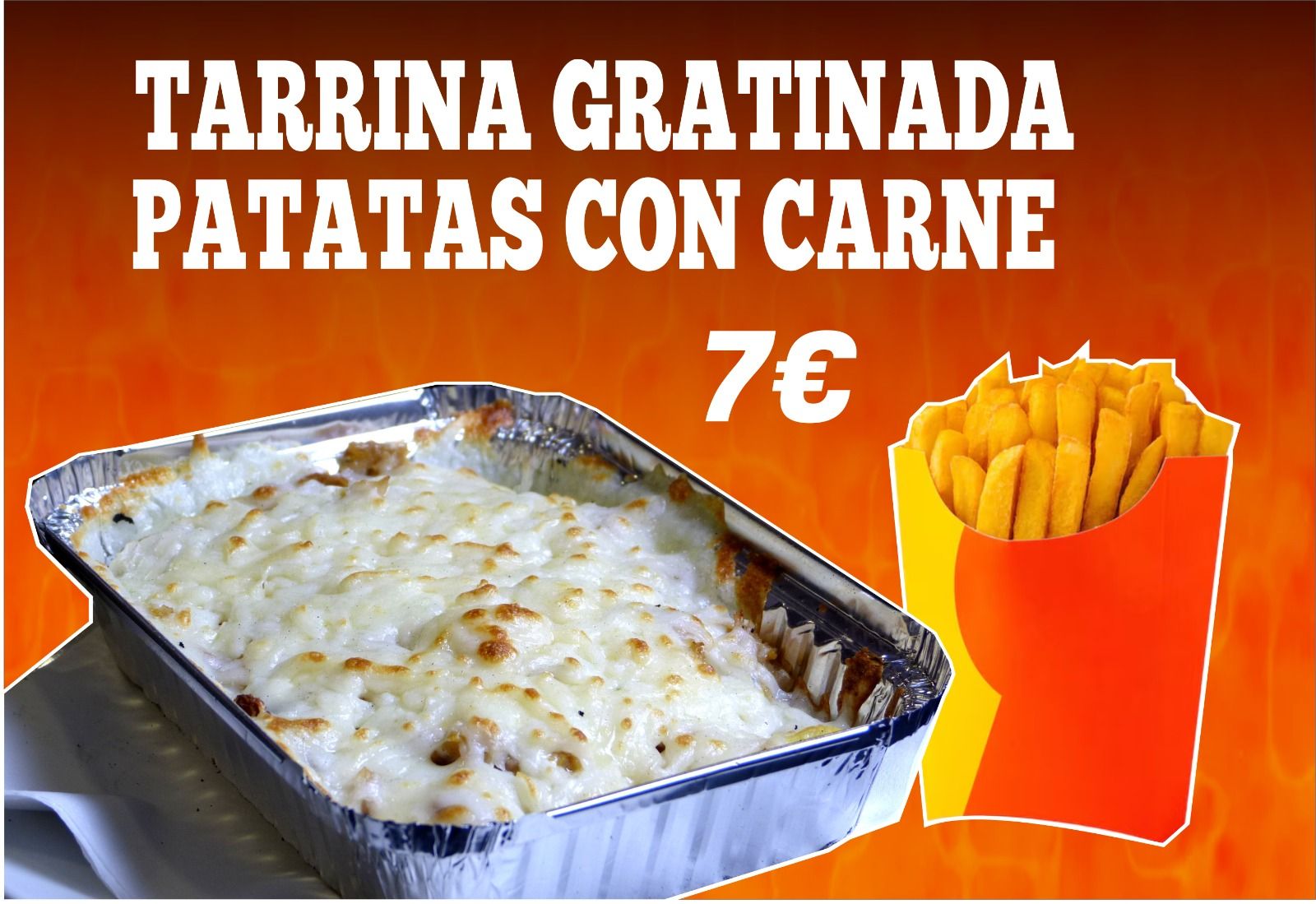 Tarrina gratinada patatas con carne